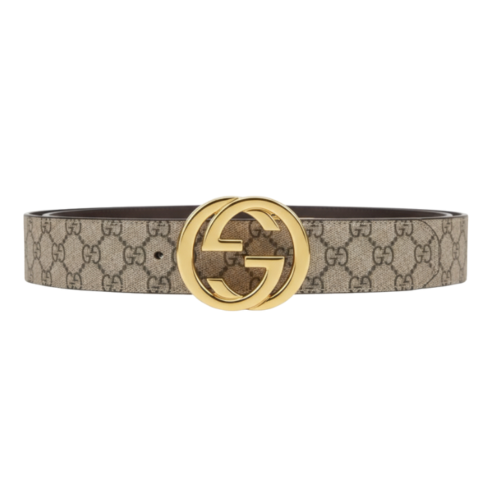 Gucci Beige GG Supreme Canvas Interlocking G Buckle Belt