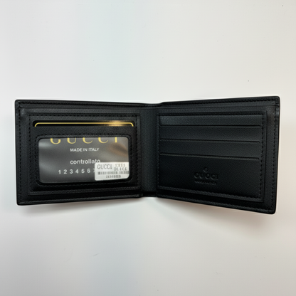 Gucci Black Glucosemia Leather Web Bifold Wallet