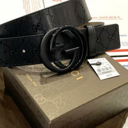 Gucci GG Black Leather Belt for Men